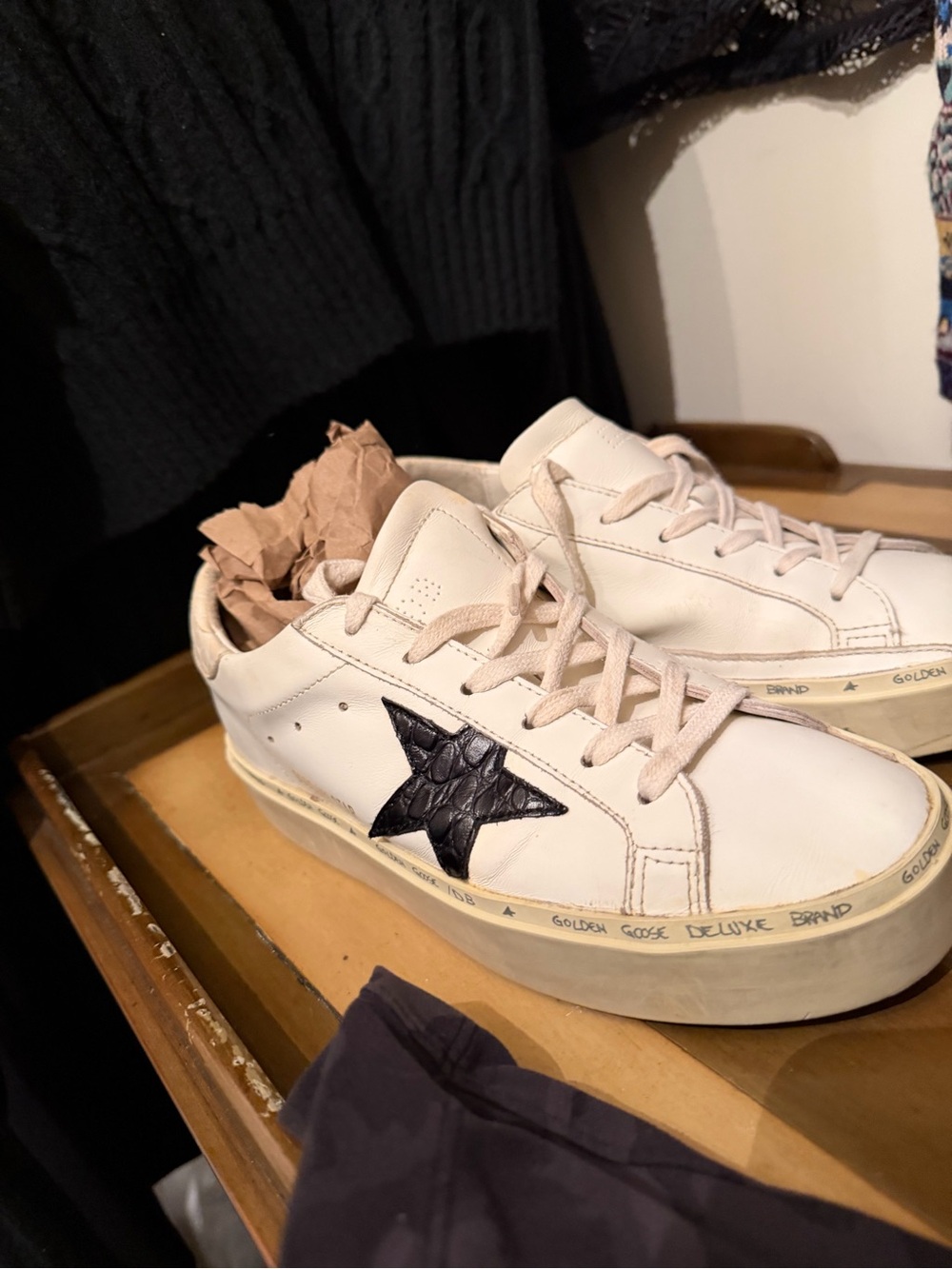 Golden Goose White Leather Low-Top Sneakers high star size 37